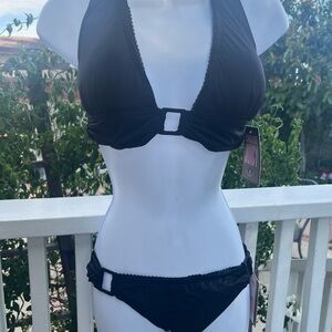 Juicy Couture Black Halter Bikini Women’s NWT Swimsuit 2 Pcs Y2K